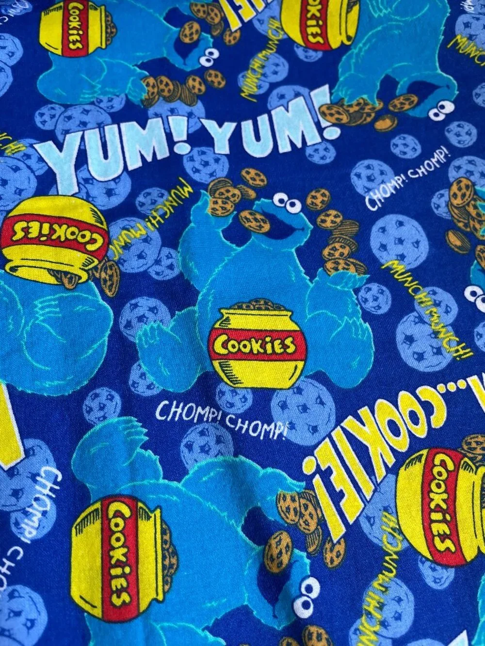 2y  x 44” Vintage Cookie Monsters Retro Print Multicolor Cotton Fabric